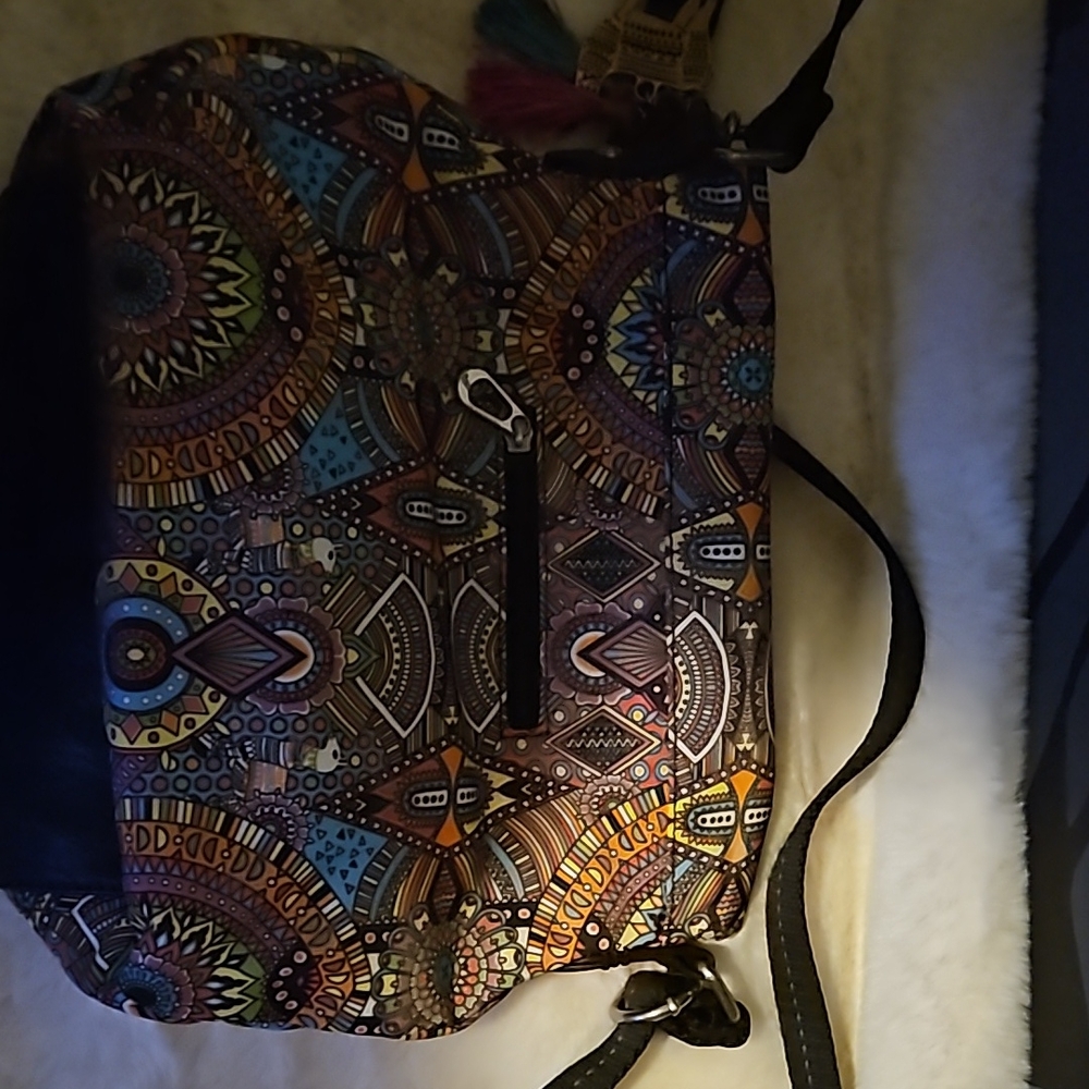 Sakroots llama crossbody bag with critter Keychain
